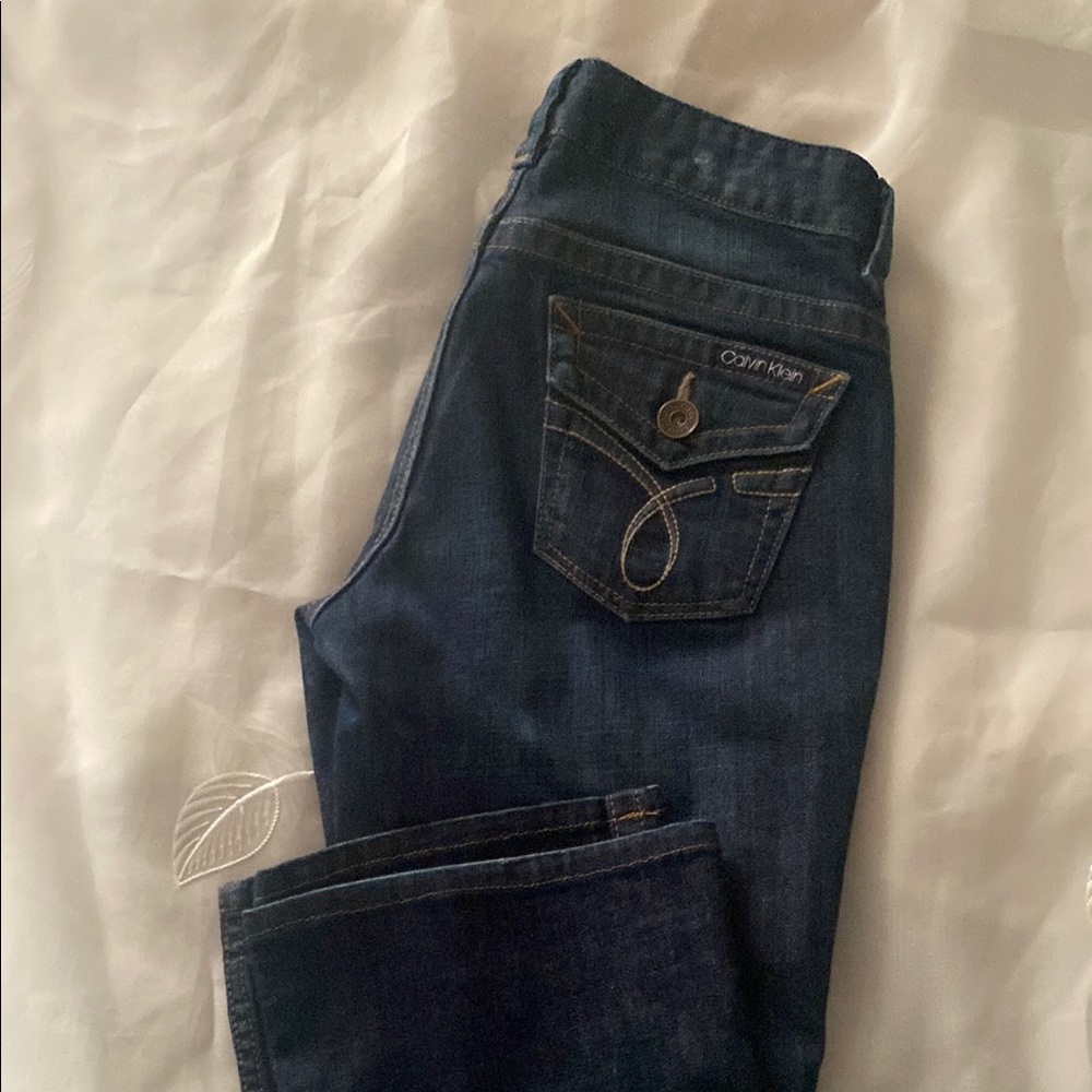 Calvin Klein Blue Boot Cut Jeans with Classic Denim Texture